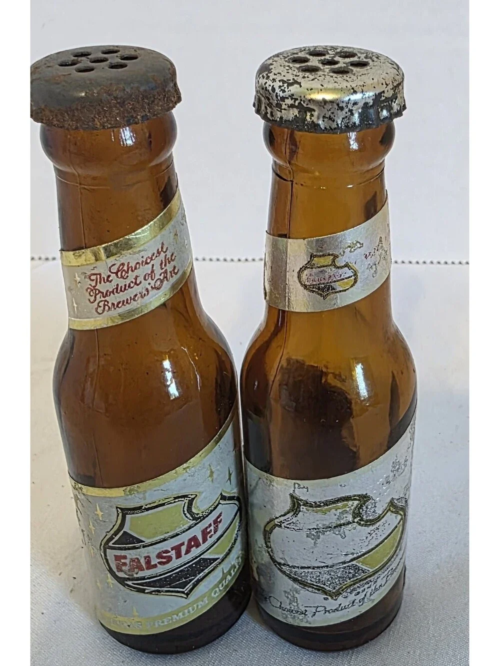 Vintage Fallstaff Beer Bottle Salt and Pepper Shaker Set
